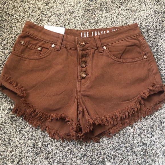 Cotton On Pants - The Frayed Mid Rise Button Fly Shorts - Festival